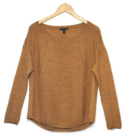 Eileen Fisher Royal Alpaca Wool Pointelle Knit Long Sleeve Sweater Size M - Picture 1 of 16